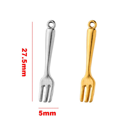 5pcs Creative Stainless Steel Moon Wine Cup Flower Spoon Fork Cat Bear Animals Small Pendants Charms for Jewelry Making Supplies