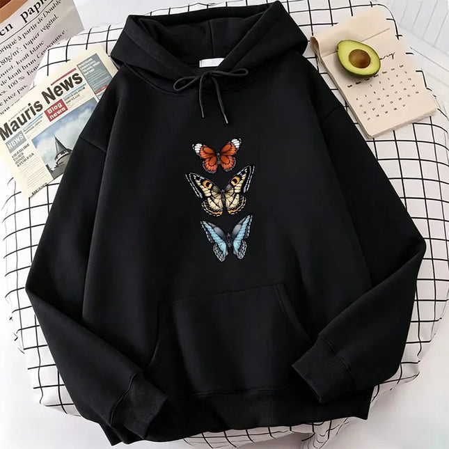 Harajuku Vintage Butterfly Print Hoodies Spring Autumn Winter Casual Hoodies Sweatshirts Men Women Tops Hoodie Sweatshirt