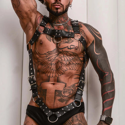 Men Sexy Leather Vest Bondage Lingerie Gay Harness Adjustable Body Chest Harness Full Body Strap Belt Exotic Accessorie