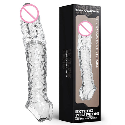 Penis Sleeve Extensions Condom Male Enlargement Delay Vibrators Clits Massager Cock Ring Vibrating Penis Cover Sex Toys For Men