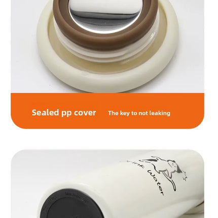 316 Stainless Steel Insulated Cup Cute Mushroom Lid Slim Portable Mug with Adorable Prints Wide Mouth Water Coffee Cup