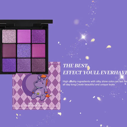 9 Colors Glitter Eyeshadow Palette Purple Shimmer Pearlescent Matte Acrylic Eye Shadows Palette Waterproof Eye Make Up