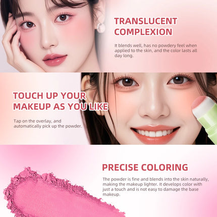 Soft Fog Blush Stick Face Blusher Patting Powder Blusher for Cheeks Cute Korean Style Waterproof Blush Sponge Brush Head 3Colors