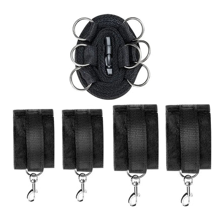 Couple Bed Sex Games Strap System BDSM Bed Restraint Sex Machine Female Handcuff Ankle Cuffs Open Leg Straps Eyeblinder Sex Toy