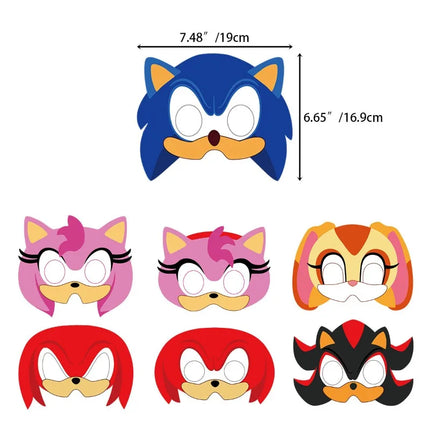 Sonic Party Masks 12pcs Set - Birthday Carnival Cosplay Props Gift
