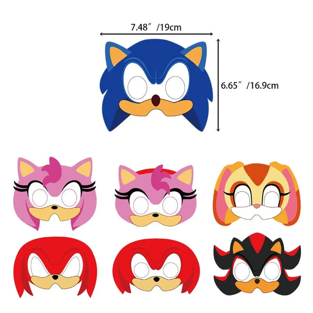 Sonic Party Masks 12pcs Set - Birthday Carnival Cosplay Props Gift