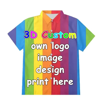 Unisex Hawaiian Shirts Custom 3d Diy Print Button Shirts Short Sleeves Hawaii Custom Shirt Tops Cheap Design Blouse Dropshipping