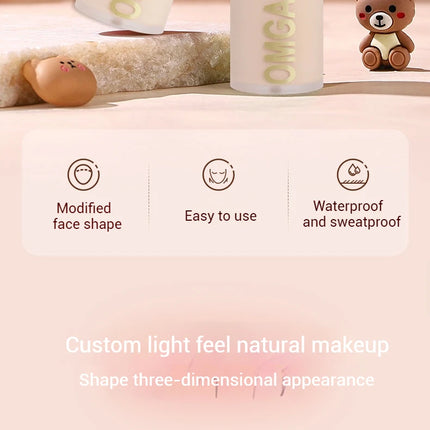 Waterproof powder blusher stick, transparent concealer multifunctional makeup stick, create a natural look