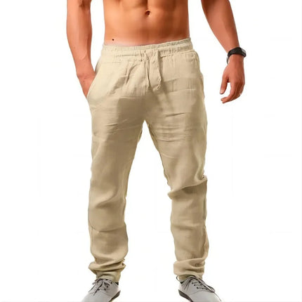 2025 New Men Spring Summer Quality Trousers Mens Cotton Hemp Breathable Comfortable Casual Home Straight Pants Linen Men's Pants