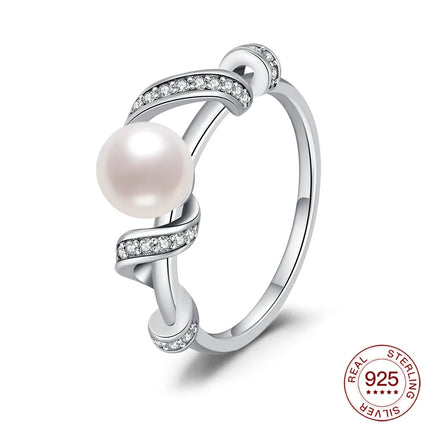 New Rings 925 Sterling Silver Ring Original Silver Pearl Ring For Women Luxury Zircon Simple Finger Ring Lover Jewelry Gifts