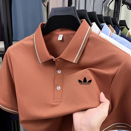 Men's 2026 boutique short sleeved polo shirt summer new fashion brand print versatile comfortable casual T-shirt breathable top