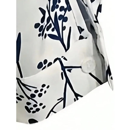 Plus Size women's loose and versatile collared button up shirt fashion casual and versatile retro women's printed Top