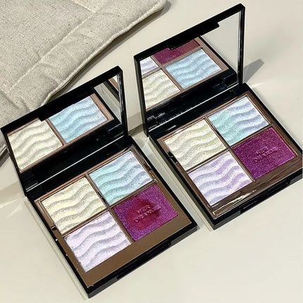 Herorange Color Block Dream Shadow Palette Four-Color Glitter Chameleon Effect Pearlescent Sparkling Easy to Apply Long-Lasting Non-Fading Mashed Potato Texture Four-Color Eyeshadow Palette Cosmetics Christmas Gift