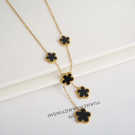 Hot Sale Stainless Steel Laser Five Leaf Flower Petal Adjustable Clover Bracelet Classic for Woman Girl Brand Jewelry Party Gift