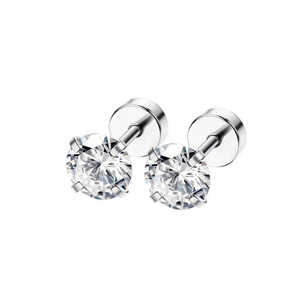 3-8mm Small Black Silver Color Earrings Stone CZ Crystal Ear Studs Surgical Steel Cubic Zirconia Helix Earring Women Accessories