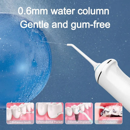 Oral Irrigator Dental Water Flosser LED Display Screen Waterproof  Dental Water Jet Floss 300ML Water Tank 6 Modes 5 Nozzles
