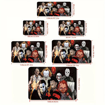 VIKAMA Horror Movie Collection Carpet Classic Killer Character Pattern Living Room Bedroom Carpet Halloween Theme Party Decor