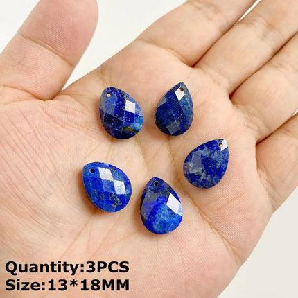 Blue Lapis Lazuli Pendant Gems Cross Hand Oval Shape Natural Stone Lapis Lazuli Charms for Jewelry Making Necklace DIY Bracelet