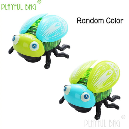 Electric Toys Kid Glowing Leash Pulling Seven Star Ladybug Walking Insect Beetle Light Music Boys Girls Fun Christmas Gift VG103