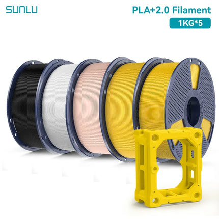 SUNLU 5KG PLA Plus 2.0 3D Printer Filament 1.75mm 1000g Spool (2.2lbs) Neatly Arranged No Knot Filament Fit Most FDM Printer