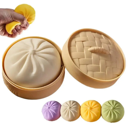 Giant Dumpling Squeeze Toy for Anxiety Relief Soft Steamed Stuffed Bun Simulation Food Fidget Decompression Dough Toy