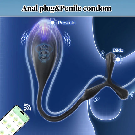 Anal Vibrator APP Control Vibrating Prostate Massager Anal Plug Cock Ring for Men Butt Plug for Gay Penis Ring Sex Toy for Male
