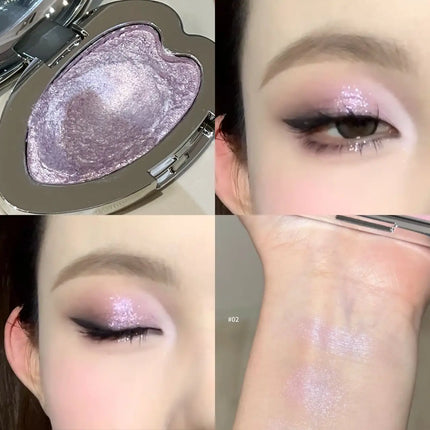 Pearlescent Blue Metallic Eyeshadow Palette Punk Smoky Purple Mashed Potato Waterproof Shimmer Glitter Heart-shaped Eye Shadow