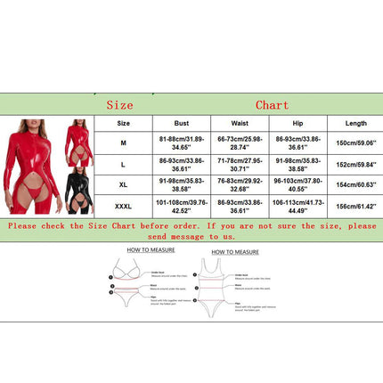 Women Sexy Lingerie Bodysuits Hollow Out Latex Catsuit Faux Leather Wet-Look Jumpsuit Exotic Costumes PU Bodysuit Overalls Suit