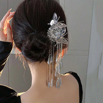 1pc Fashion Butterfly Tassel Hair Accessories Exquisite Sweet Metal Hairpins Holiday Party Elegant Hair Clips Hair Sticks