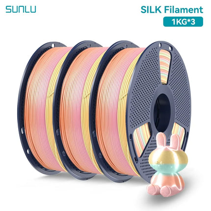 SUNLU 3KG 3D Printer Shiny Silk PLA Filament 1.75mm 1000g 3D Printer Neatly Wound 3D Filament for 3D Printer& 3D Pen