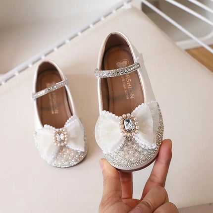 Girls' Princess Shoes, Sweet Bow Sequins, Fashionable Single Shoes, Children's Soft Soled Anti Slip Temperament Dress Shoes