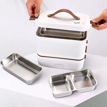 Portable Stainless Steel Electric Lunch Box with Rice Warmer Insulated Household Cooking Student Japanese Style Food Container