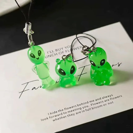 1/3pcs Luminous Alien Keychain Glow in The Dark for Phone Strap Backpack Bag Charms Funny Pendants for Women Men DIY Decoration
