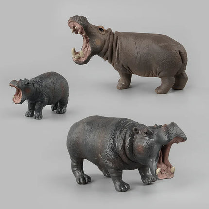 High Quality Simulated Wildlife Set Roaring Hippopotamus Model Realistic Hippo Family Decor Toys For Children Christmas Gifts