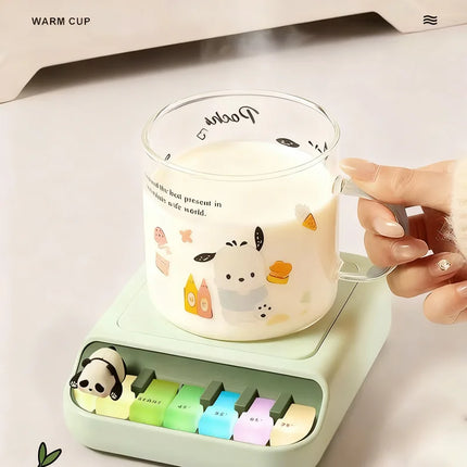 25W Electric Mug Warmer Cup Heater with 4 Gear Temperature Control Hot Plate Coaster Heating for Milk Coffee with Ambient Light
