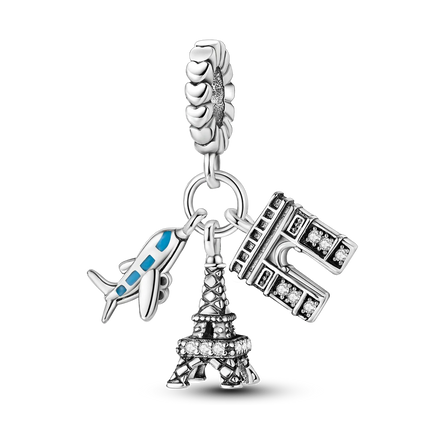 925 Sterling Silver Travel Passport Trunk Charms Fit Original Bracelet Diy Airplane Earth Beads for Jewelry Making Gift