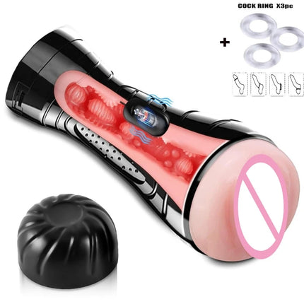 Male Masturbator Sucking Rotation Endurance Exercise Flesh Like LIght Vibratin 2-in-1 Masturbaror Parar Hombre Sex Toys for Men