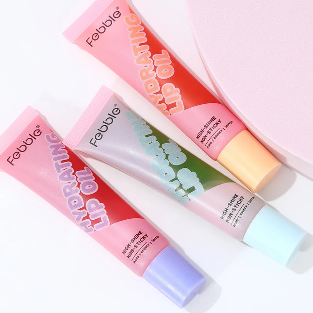 Febble 3-Color Hydrating Lip Oil Moisturizing Plump Lip Balm Fade Lip Lines Lip Mask For Autumn And Winter Lip Care
