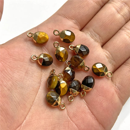 5pcs 6x10MM Faceted Natural Stone Oval Pendant Charm Pendant for DIY Jewelry Making Necklace Earrings Gem Accessory Wholesale