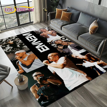 Rapper Eminem Tupac 2pac Hip-Hop Rap God Carpet Rug for Living Room Bedroom Home Sofa Decoration, Area Rug Non-slip Floor Mat