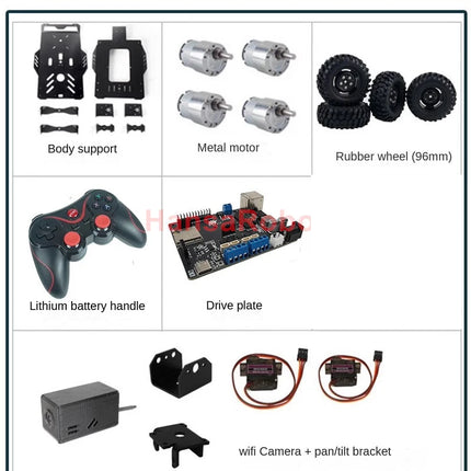 4G Wireless WiFi App RC Smart Video 4WD Robot Car Kit Off Road Obstacle Avoidance Car Mixly Graphical Program Unassembled