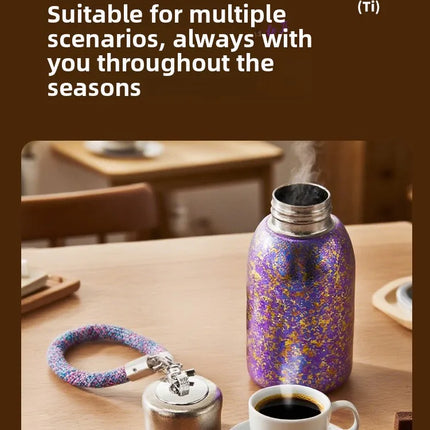 100% Pure Titanium Mini "Chubby Cup" - 280ml Double-Walled Vacuum Insulated Mug with Handle, Compact & Portable