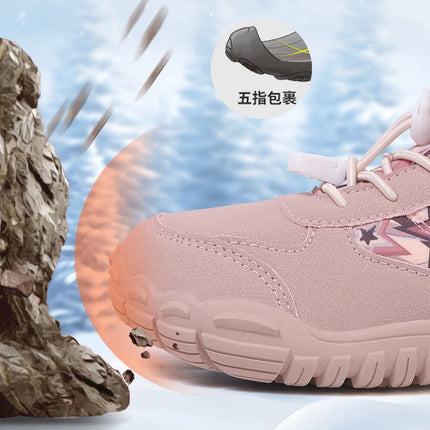 Waterproof Kids Barefoot Snow Boots 2025 New Wide Toe Winter Warm Fur Lined Shoes for Boys Girls Cold Weather Outdoor Sneakers