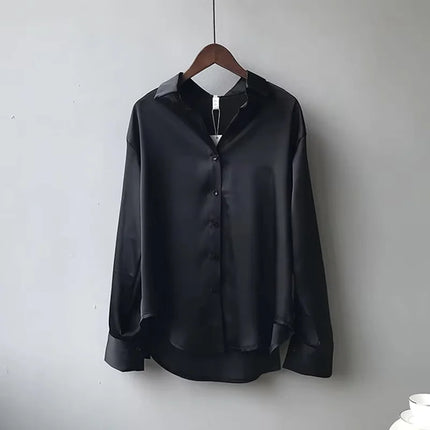 Spring Fashion Elegant Button Up Women Shirt Vintage Blouse White Tops Lady Long Sleeves Female Plus Size Loose Street Shirts