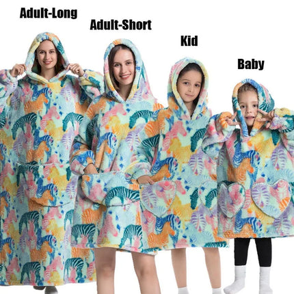 Plush Fleece Family Matching Hoodie Girl Sweatshirt Homewear Men Women Children Thick Pullover Oversize Winter Sherpa Blanket