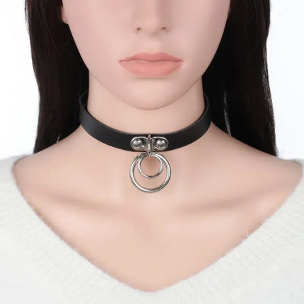 Woman Black Punk Choker Collar Necklace Sexy PU Leather Heart Lock Key Spike Chocker Gothic Cosplay Accessories Party Jewelry
