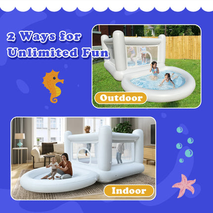 Sold out White Bounce House with Pump Kids Ball Pit Bounce House for Kids 3-6 Birthday Indoor or Outdoor Playhouse Customization/Halloween decorations