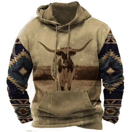 New Hoodies Sweatshirt Men's Hoodie 3D Cowboy Printed Pullover Oversized Men’s Tops Male Yellowstone Loose Vintage Clothes Hot