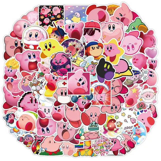 100pcs Cartoon Game Kirby Stickers Kawaii Anime Decal Graffiti Notebook Scrapbooking Fridge Laptop Phone Case Cute Kids Toy Gift