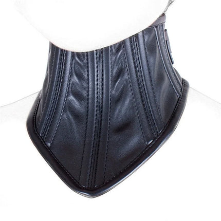 Adult Games Sex Toys of Sexy Wetlook Leather Neck Restraint Collars with Unisex Lockable Half Face Mask for Fetish BDSM Bondage